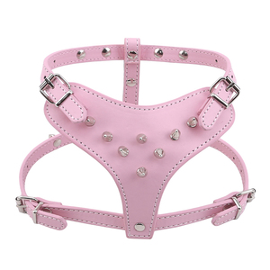 Leder <span class=keywords><strong>Spiked</strong></span> Studded <span class=keywords><strong>Dog</strong></span> Harness Pet Verstellbares Geschirr halsband für mittelgroße Hunde - Product Image 6