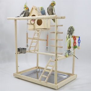 Cage en bois de couleur naturelle pour les animaux domestiques, abri vertical pour les <span class=keywords><strong>oiseaux</strong></span>, maison pour les perroquets, 9 unités - Product Image 3
