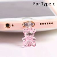 Bouchon anti-poussière pour téléphone portable Kawaii Bouchon anti-poussière en acrylique Bouchon anti-poussière pour ours Prise de port de charge Mignon pour téléphone/Type C