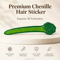 Accessoires pour cheveux : Patchs à franges en velcro brodés en chenille, réutilisables, pour la décoration des cheveux lors de fêtes