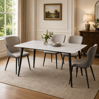 Ensemble de table à manger moderne avec plateau en céramique et structure en métal, meubles de salle à manger pour la maison, le restaurant, l'appartement