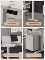 Bureau de travail minimaliste à cloison réglable en hauteur, bureau d'ordinateur double poste face à face pour deux personnes