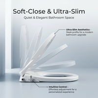 Accessoire de bidet mécanique en matériau robuste, forme D, moderne, pour l'hygiène personnelle, installation facile en DIY, couvercle à fermeture douce, eau