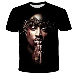 ใหม่เสื้อพิมพ์ลาย3D 2 PAC สำหรับผู้ชายเสื้อยืดฮิปฮอปเสื้อยืดพิมพ์ดิจิตอล3D เสื้อยืดพิมพ์ลายทั้งหมดเสื้อยืดกราฟิกสั่งทำ