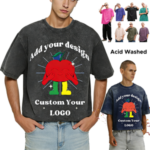 <span class=keywords><strong>T</strong></span>-<span class=keywords><strong>Shirt</strong></span> Crop Vintage di Alta Qualità in Cotone Pesante Lavato all'Acido per Uomo, <span class=keywords><strong>Stampa</strong></span> Logo Personalizzata, Maglietta Oversize Boxy - Product Image 2