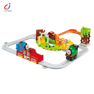 Ensemble de jeu d'aventure automobile Chengji : Jouets de piste de course, voitures d'ingénierie électriques, jouets de piste de train à vapeur électrique de dessin animé - Product Image 1