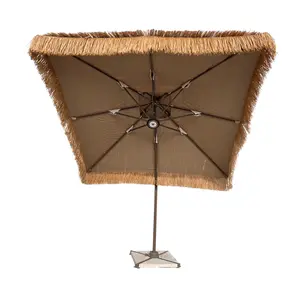 פנג'י מחיר זול חוף חיצוני גדול בהוואי מטריית פטיו קש רפיה מטריות