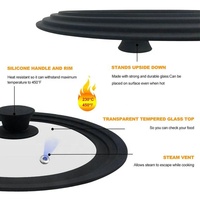 Eco-life – couvercle de Pot en verre trempé multi-taille avec jante en Silicone, couvercle de casserole en verre de Silicone universel