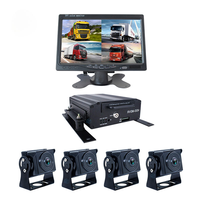 MDVR 24V 4 canaux avec 4 caméras AHD 1080P - Caméra embarquée et enregistreur de tableau de bord à double objectif pour camion, garantie 12 mois et surveillance panoramique