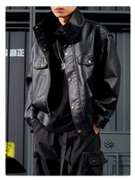 Veste en cuir PU rétro cool noire TT, style motard, avec un toucher haut de gamme pour l'automne