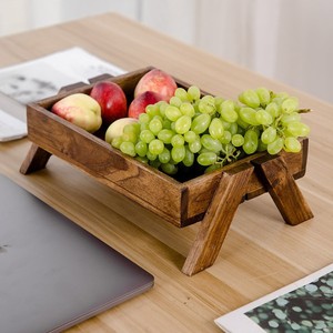 Plateau à fruits en bois massif rectangulaire, plateau décoratif pour salon, nouveau style chinois - Product Image 1