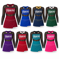 Ensemble d'uniforme de cheerleading bordeaux personnalisé avec manches en maille ornées de strass thermocollants, résistant aux chutes et optimisé pour la performance