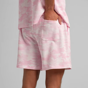 OEM Men's Pink Camouflage Waffle <b>Shorts</b> Casual Drawstring Knee Length <b>Sweatpants</b> - Product Image 2
