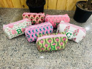 Bolsa de Maquillaje de Algodón Floral Hecha a Mano, Regalos para Damas de Honor, Bolsa de Cosméticos para Mujer, Gran Capacidad - Product Image 2