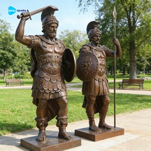 Estatuas de Guerreros Griegos Romanos de Bronce a Tamaño Real, Par para Decoración de Jardín Interior y Exterior y Arte Público - Product Image 3