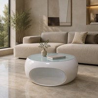 Table basse moderne blanche, table ronde minimaliste pour salon, salle de séjour, réception
