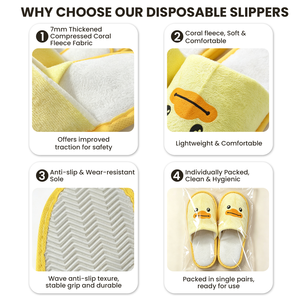 Pantuflas Infantiles <span class=keywords><strong>de</strong></span> Pato Adorables al por Mayor, Desechables, <span class=keywords><strong>de</strong></span> Forro Polar Coral, Antibacterianas, con Suela Antideslizante, Ligeras, para Hotel, Embalaje Personalizado - Product Image 3