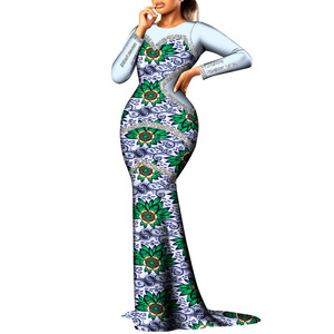 <span class=keywords><strong>Robe</strong></span> longue <span class=keywords><strong>sirène</strong></span> en coton africain imprimé <span class=keywords><strong>wax</strong></span> 2026 à manches longues et col rond avec sequins pour femme - Product Image 2
