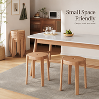 Tabouret de salle à manger empilable en bois, rond, sans dossier, gain de place, pour cuisine, café, restaurant