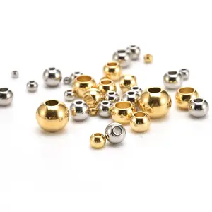 DIY Jewelry Accessories Silver Gold Stainless Steel Metal Beads 3mm 4mm 5mm 6mm 8mm 10mm Round Loose Beads