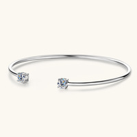 Bracelet jonc ouvert en argent sterling 925 avec moissanite ronde de 0,50 ct pour femme, certifié, idéal pour le dropshipping