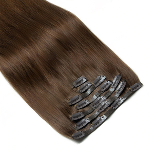 Extensiones de Cabello Humano Real de 18 Pulgadas, Color <span class=keywords><strong>Castaño</strong></span> Oscuro <span class=keywords><strong>Balayage</strong></span>, 7 Piezas, Lisas, Remy, <span class=keywords><strong>con</strong></span> Clip, Trama Sedosa - Product Image 3