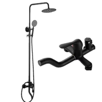 Colonne de douche moderne monocommande chromée en céramique avec barre coulissante noire en acier inoxydable, mitigeur chaud/froid pour salle de bain