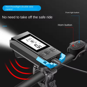 Phare LED pour vélo, klaxon, feu arrière, compteur de vitesse, fixation sur guidon, batterie rechargeable, plastique ABS, étanche - Product Image 2