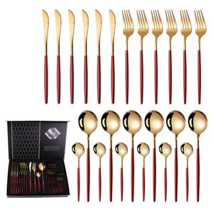 Produit tendance en ligne : Ensemble de couverts en acier inoxydable 24 pièces, couleur or, dans un coffret cadeau doré attrayant - Product Image 3