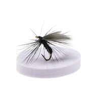Leurre de pêche à la mouche pour truite, couleur gris, forme d'aile de paon, mouche sèche, appâts artificiels, hameçons bleus, 12 #