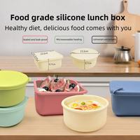 Boîte à lunch en silicone de qualité supérieure pour enfants et adolescents, étanche, hermétique, pliable, écologique, 550 ml/700 ml, compatible micro-ondes et lave-vaisselle
