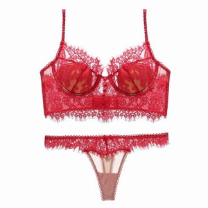 Articolo di Tendenza: Set Lingerie di Lusso in Pizzo Trasparente di Alta Qualità, Reggiseno con Ferretto e Perizoma in Pizzo - Product Image 5