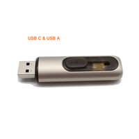 Stik memori usb c 2 in 1, flash drive 16gb 32gb 64gb 128gb dapat disesuaikan, stik memori usb Tipe c logam otg