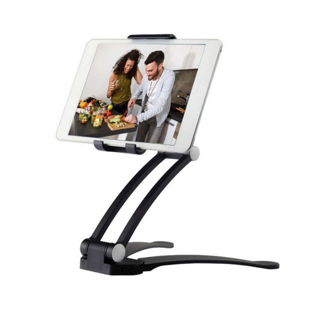 2 in 1 Multifunctional Adjustable Waterproof Foldable Tablet Stand Mobile Phone Holder with Flexible Support for Bed & Desk Use