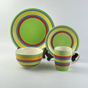 Beliebtes Keramikgeschirr und Teller-Set klassisches farbiges Glasur-Keramik-Abendessen-Set anpassbar