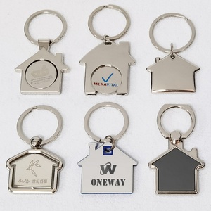 Oneway Wholesale Metal Sublimation <b>Blank</b> House Shape <b>Key</b> Chain Custom logo Metal House Keychains - Product Image 2