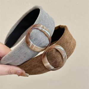 طوق شعر نسائي على الموضة على الطراز الكوري ، حلقة شعر كاجوال ، إكسسوارات شعر بالضغط ، ذكرى سنوية فاخرة خفيفة بحافة واسعة - Product Image 4