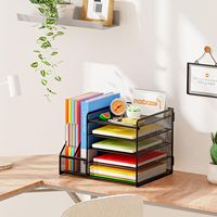 Organizador de Archivos Metálico de 5 Niveles, Estante de Almacenamiento de Documentos de Escritorio, Bandeja de Alambre Metálica para Oficina, Soporte Vertical para Papelería