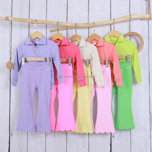 Completo Sportivo per Ragazze 2 Pezzi Set Yoga con <span class=keywords><strong>Pantaloni</strong></span> a Zampa e Giacca Abbigliamento da Allenamento per Bambini Abbigliamento Sportivo - Product Image 1