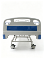Lit médical manuel à 3 manivelles E-BC006 avec surface perforée, entièrement réglable en hauteur, pour soins hospitaliers aux patients