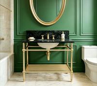 Meuble sous-vasque personnalisé en laiton, accessoire de salle de bain haut de gamme, meuble-lavabo de luxe pour villa, console de maquillage, style victorien