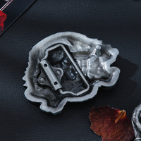 Hebilla de aleación vintage con diseño de calavera de motero y alas, estilo 'Bad to the Bone', para cinturón de estilo motorista, western y punk, compatible con correas de 38mm, apta para detección con detector de metales.