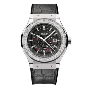 PINDU Luxury Men's Sports Automatic <b>Mechanical</b> <b>Watch</b> Diamond Bezel Skeleton Dial Leather Strap Luminous Calendar Display - Product Image 6