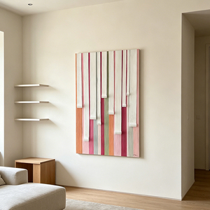 Dipinto a Olio Minimalista con Cornice, Fatto a Mano, con Texture a Righe Verticali, Arte Murale 3D Spessa e Strutturata per Decorazione Camera da Letto Ragazze - Product Image 3