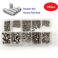 Assortiment de 300 pièces/boîte en acier inoxydable M3 M4 M5 M6 M8 Jeu de vis sans tête DIN916 Kits de vis hexagonales à tête creuse