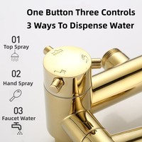 Kit de douche complet en laiton massif pour salle de bain, avec pommeau de douche, mitigeur monocommande, finition brossée, céramique, pour usage hôtelier, jet pluie et massage