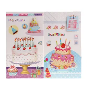 Tarjetas de Felicitación de feliz cumpleaños para niños, 3d pastel de cumpleaños, oferta, proveedores de tarjetas de fiesta