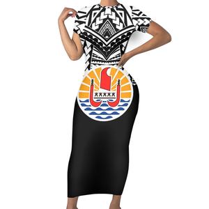 Armoiries nationales de la <span class=keywords><strong>Polynésie</strong></span> française Impression Robes Moulantes Femmes Sexy <span class=keywords><strong>Tahiti</strong></span> Logo Robe D'été Personnalisée Pour La Fête De Bal - Product Image 6