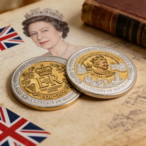 Moneda Conmemorativa Chapada en Oro del 100 Aniversario de la Reina Isabel <span class=keywords><strong>II</strong></span>, Recuerdo Coleccionable Real del Reino Unido, Venta al Por Mayor - Product Image 1