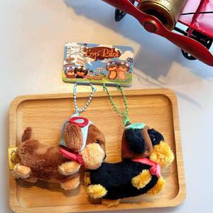 Pendentifs en peluche Pabaisi <span class=keywords><strong>Teckel</strong></span> Pilote, Porte-clés amusants en peluche chiot, Breloques pour sacs à dos, Jouets en peluche stylisés, Cadeau pour étudiants - Product Image 2